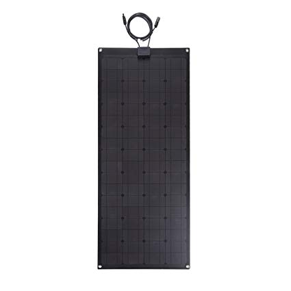 Lensun 100W 12V Black Fiberglass Semi-Flexible Monocrystalline Solar Panel for 12V Charge Battery on Boats, Caravans, Motorhomes, Yachts, RVs