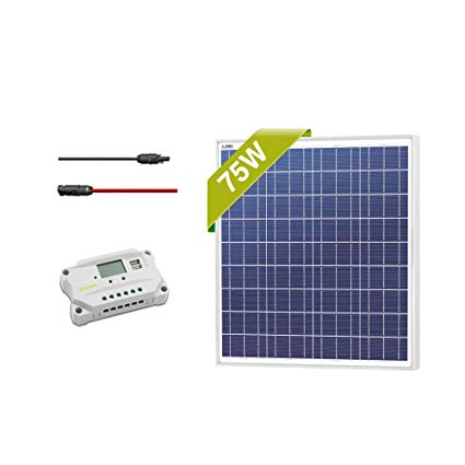 Newpowa 75w Watt 12v Solar Panel + PWM 10A 12v/24v Charge Controller + 6ft wire with MC4 connector