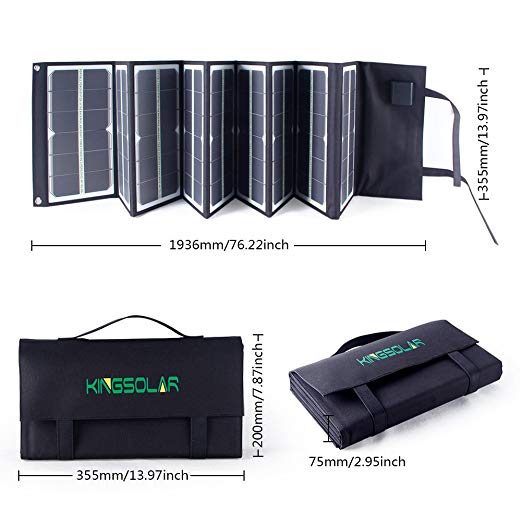 KINGSOLAR Highest Efficient 80W Foldable Solar Panel Portable Solar Charger Dual Output (USB Port + DC Output) for camping