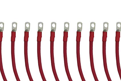 Temco 50 LOT 4 Gauge 15in - 3/8 in Hole Sizes Red Solar Battery Cables Power AWG Solar Inverter Golf Cart Car GLUE SEALED