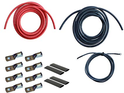 WindyNation 4/0 Gauge AWG (10 Feet Black + 10 Feet Red) Power Inverter Battery Cable Wire Kit for DC to AC Inverters RV, Car, Solar, Marine, Off-Grid
