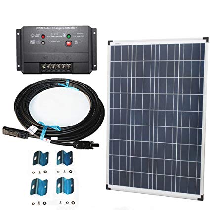 Plug-n-Power 100w Solar Panel Charging Kit for 12v Off Grid Battery - next day free shipping from U.S.