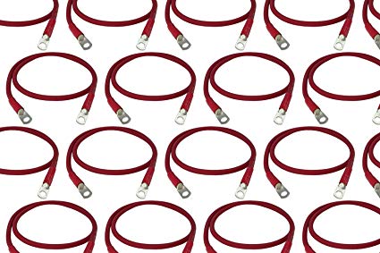 Temco 50 LOT 4 Gauge 36in - 1/4 in Hole Sizes Red Solar Battery Cables Power AWG Solar Inverter Golf Cart Car GLUE SEALED