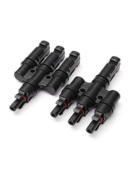 VIKOCELL Solar Panel MC4 T Branch Connectors Cable Coupler Combiner - 1 Male to 3 Female(M/3F) and 1 Female to 3 Male(F/3M) (20 Pairs)