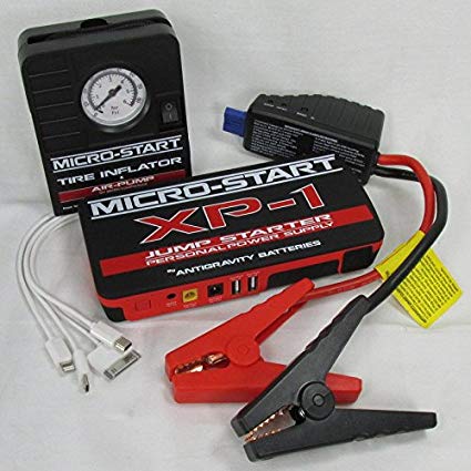 Emergency Road Side Auto Kit- Antigravity Batteries MICRO START XP-1 Battery Jump Starter, Charger - Back Up Power Supply w/Mini Mobile Tire Inflator Charges Phone Laptop FULL ANTIGRAVITY WARRANTY