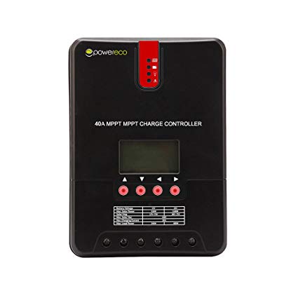 Powereco 40A MPPT Solar Charge Controller Solar Panel for 12V/24V Battery Charging