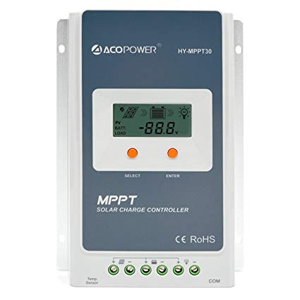 ACOPOWER 30A MPPT Solar Charge Controller 100V input HY-MPPT30A With LCD Display