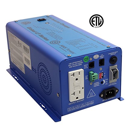 AIMS Power 600 Watt Pure Sine Inverter Charger 12 VDC to 120 VAC ETL Listed to UL 458