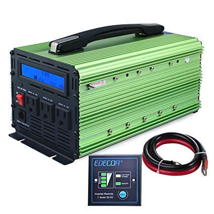 EDECOA Power Inverter 2000W Modified Sine Wave DC 12V to 110V AC with LCD Display and Remote