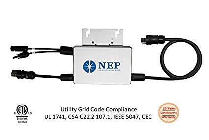 NEP Solar Grid-tie Inverter, Micro Inverter, 110/120V Low Voltage Output, Takes upto 285W DC Solar Power, UL-1741 compliant, MicroInverter 25-Years Warranty