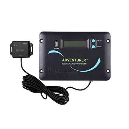 Renogy Adventurer-Li 30A Negative-Ground PWM Flush Mount Charge Controller w/LCD Display and Bluetooth Module - Compatible with Lithium, Sealed, Gel, and Flooded batteries
