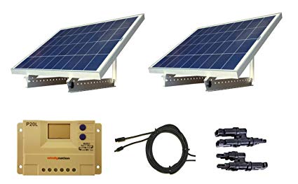 WindyNation 200 Watt 12V or 24V Solar Panel Kit w/ Adjustable Solar Mount Rack and LCD Charge Controller RV, Cabin, Off-Grid Battery