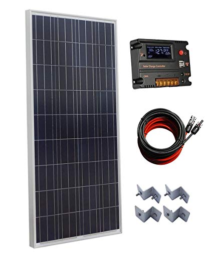ECO-WORTHY 150W Polycrystalline Off Grid Solar Panel Kit with 20A Auto Switch LCD Intelligent Regulator Charge Controller