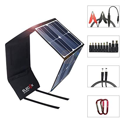 ELEGEEK Solar Charger 50W Portable Solar Panel Outdoor Foldable Solar Panel with SUNPOWER Solar Cell and USB + DC Output for iPhone iPad Galaxy Battery Charger GoPro Car Battery Portable Generator
