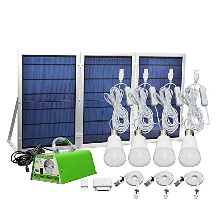 [30W Collapsible Solar Panel]Falove 30W Portable Foldable Solar Panel Home System Kit- including Solar Panel,Controller,Bulbs and Cellphone Charging Accessories
