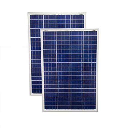 200 Watt Solar Panel Poly 2pc 100w Watts 12V RV Boat Home - 2 Pack - Mighty Max Battery brand product