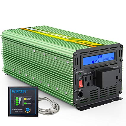 EDECOA 3000W Power Inverter Modified Sine Wave DC 12V to 110V AC with LCD Display and Remote Controller