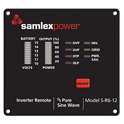 Samlex S-R6-12 Inverter Remote Control For use with SA-1000K, SA-2000K, SA-3000K, SK700, SK1000, SK1500, SK2000, SK3000 and ST-1500 Inverters; Reverse override function
