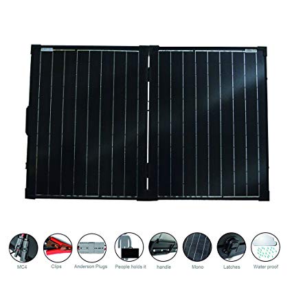 ACOPOWER 100W Portable Solar Panel Kit, Waterproof 20A Charge Controller for both 12V Battery and Generator