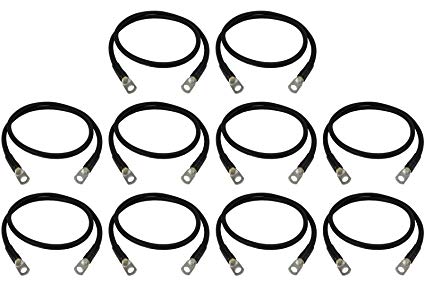 Temco 10 LOT 6 Gauge 72in - 1/4 and 5/16 in Hole Sizes Black Solar Battery Cables Power AWG Solar Inverter Golf Cart Car GLUE SEALED