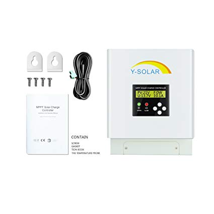 MPPT Charge Controller 60A, Y-SOLAR Solar Panel Charger Controller 48V 36V 24V 12V Auto Max 150VDC Input with Backlight LCD Display for Sealed Gel AGM Flooded Lithium Battery