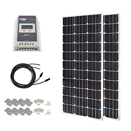 HQST 200 Watt 12 Volt Monorystalline Solar Panel Kit (MPPT20 + 200W Slim)