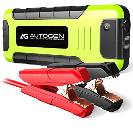 AUTOGEN 2000A Peak Portable Jump Starter for Vehicles (up to 8.0L Gas or 6.5L Diesel) & Quick Charge 3.0 Power Charger, with Mistake-Proof Intelligent Clamps for Cars Boats RVs & Mowers