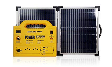 Portable Solar Generator Power Station 256 Wh/250 W with Dual 12V DC/110V AC Output, USB, Lamps & Cigarette Lighter Ports Ideal for Emergency, Camping & Outdoor Activities – Monerator Gusto 20