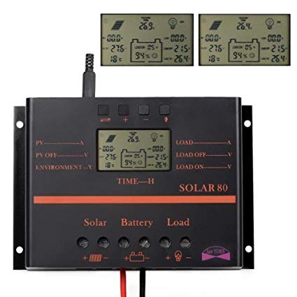 LCD 80A 12V 24V Solar Battery Regulator Charge Discharge Controller Solar System Controller With USB For Battery Charging