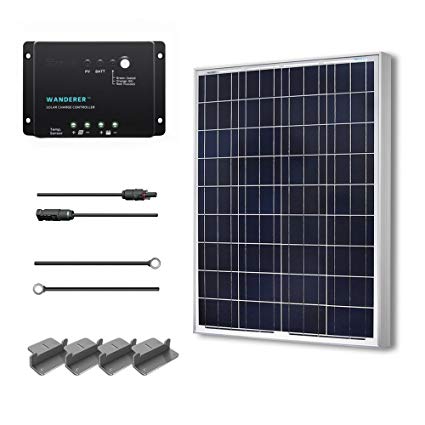 Renogy 100 Watts 12 Volts Polycrystalline Solar Starter Kit w/100w solar panel,30A Charge Controller, 8ft 10AWG Tray Cables,Solar Adaptor Kit
