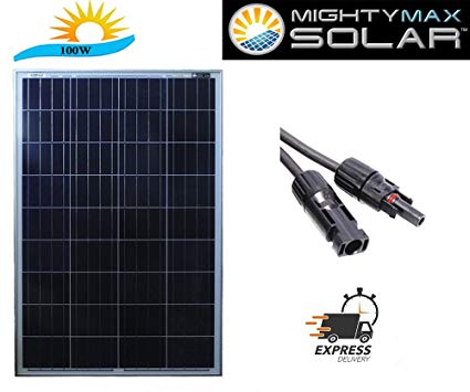 100 Watt 12 Volt Waterproof Polycrystalline Solar Panel Charger - Mighty Max Battery brand product