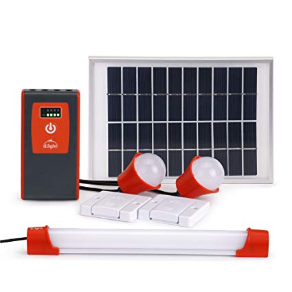 d.light D330 Solar Powered Home Lighting System - Solar System with bright LED lights and a USB port for Mobile Charging