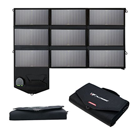 Solar Charger, ALLPOWERS 60W Foldable SunPower Solar Panel (Dual 5V USB with iSolar Technology+18V DC Output) for Laptop, ipad, Smartphone, iphone, Samsung, and 12V Car, Boat, RV Battery