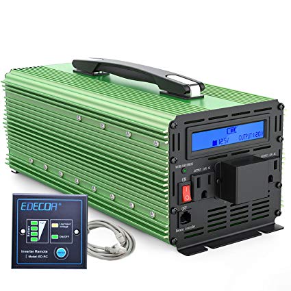 EDECOA 3000W Power Inverter Modified Sine Wave DC 12V to AC 110V AC with LCD Display and Remote Controller