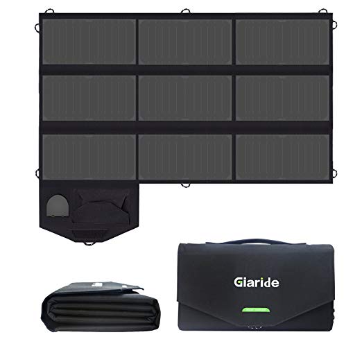 GIARIDE 18V 60W Foldable Sunpower Solar Panel Charger 5V USB/18V DC Output, Portable Power Pack for Laptop, Notebook, Tablet, iPad, iPhone, Samsung, Car/Boat/RV Battery, Hiking, Climbing, Camping